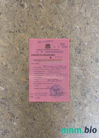 Tanzania licencja biznesowa – wygląd fotograficzny, wygląd skanu + realistyczny obraz, 2 w 1